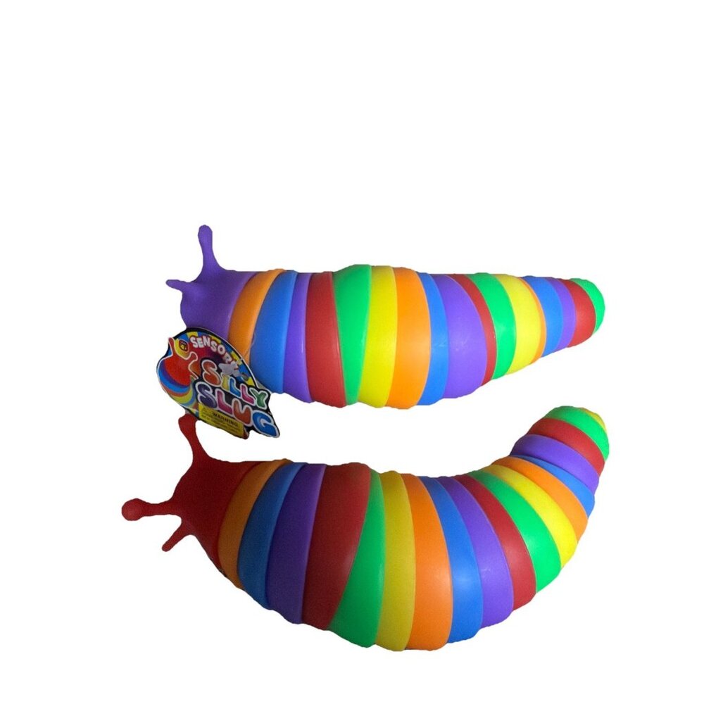 Autism Sensory Rainbow Fidget Slug Toy – Calming & Interactive Fidget - 2 pk